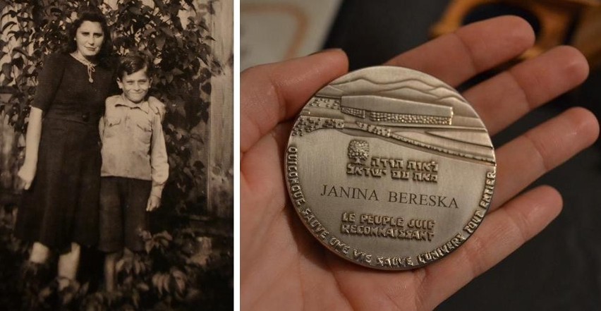 Janina Bereska z synem Marianem oraz jej medal, o którym...