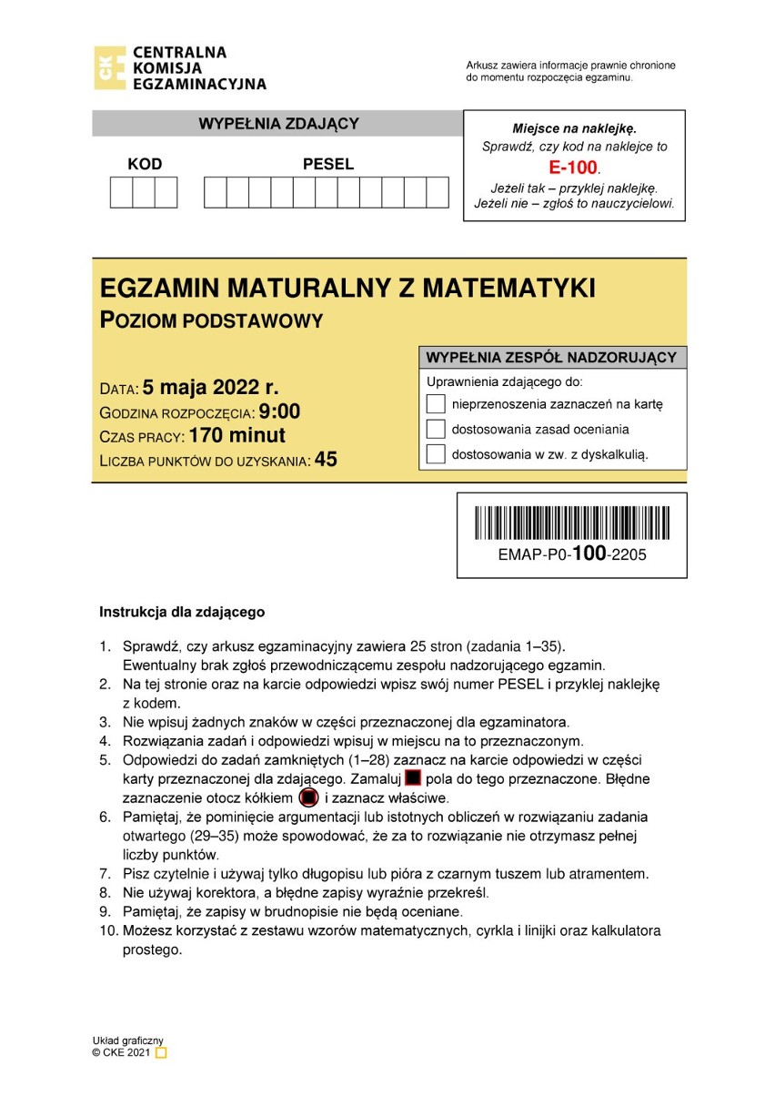 Matura 2022 z matematyki. Tutaj znajdziesz rozwiązane ARKUSZE CKE! Sprawdź wyniki zadań z podstawy. Sprawdź, czy zdałeś