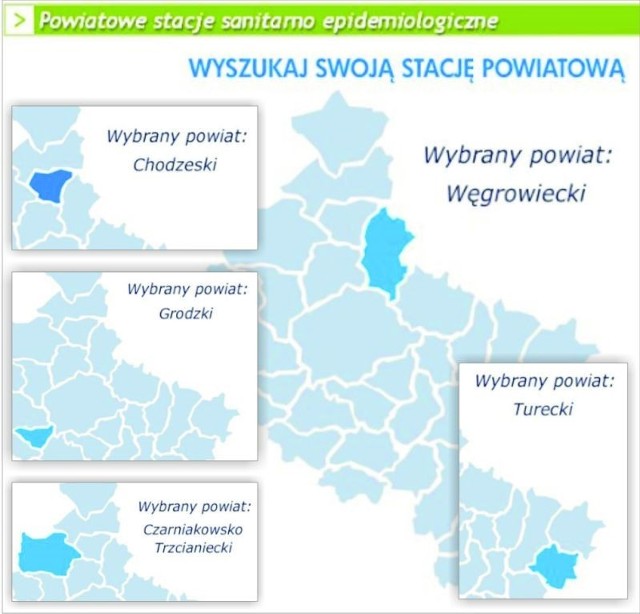 Po najechaniu myszką na powiat wyświetlała się jego nazwa