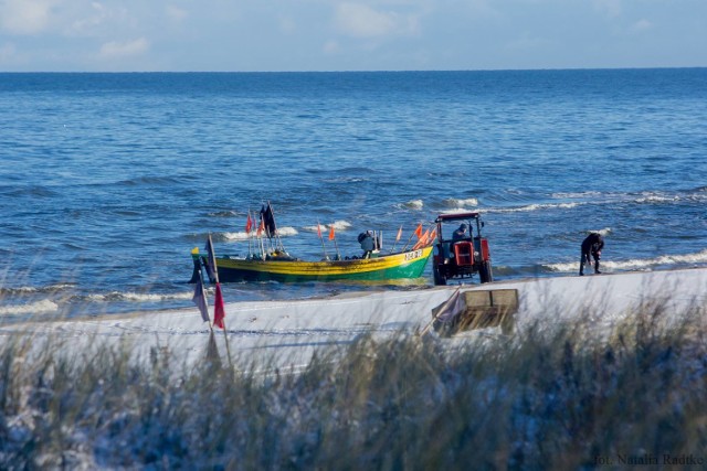 Zima na plaży w Dębkach