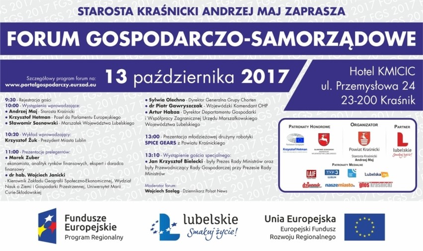 Forum Gospodarcze w Kraśniku: Gościem specjalnym będzie Jan Krzysztof Bielecki