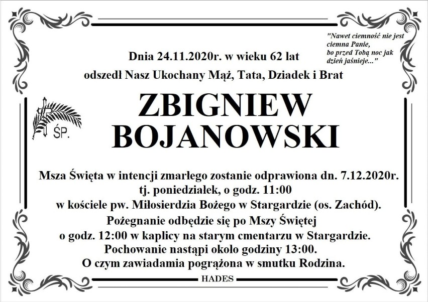 Stargard. Nie żyje nauczyciel z Zespołu Szkół Budowlano-Technicznych, Zbigniew Bojanowski. Miał 62 lata. Pogrzeb 7 grudnia