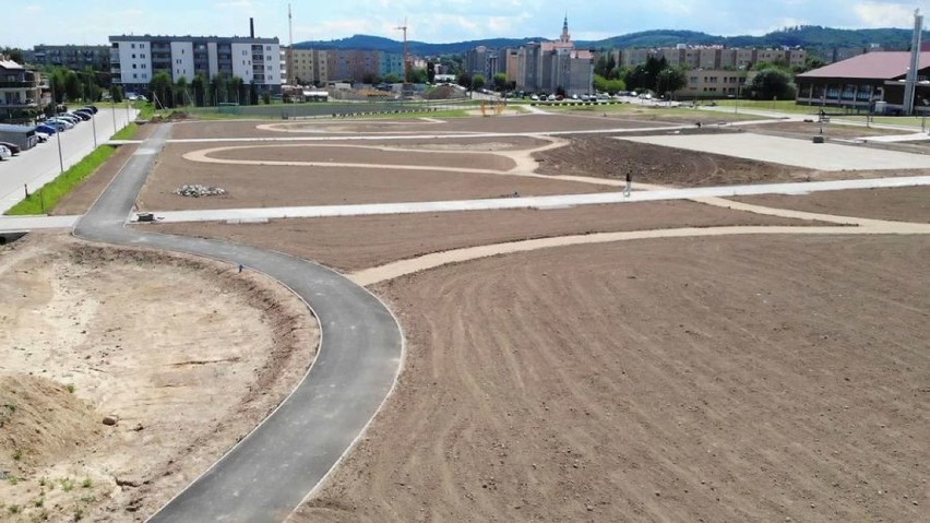 Park Sportowy w Świebodzicach. Będą boiska, korty, tor rolkowy... Tymczasem sadzą tam drzewa