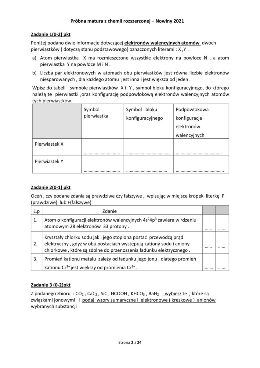 Zdaj maturę! Próbne arkusze z matury z chemii wraz z rozwiązaniami