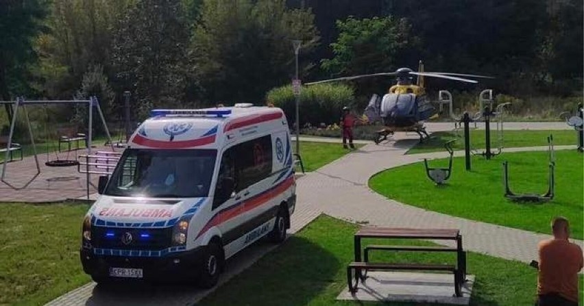 Wypadek rowerzysty w Słomnikach