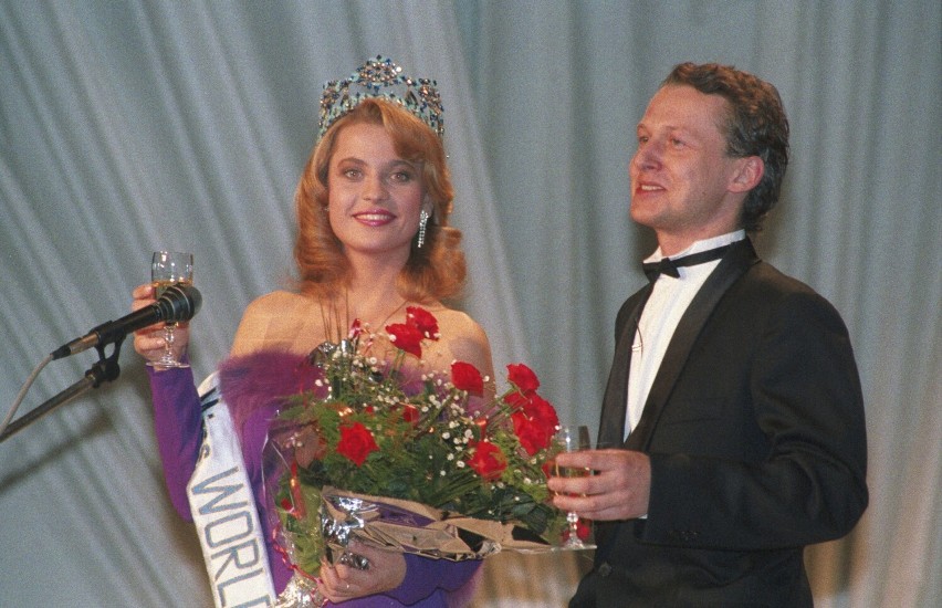 Aneta Kręglicka jako Miss World oraz aktor Bogusław Linda