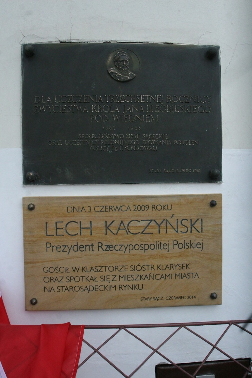 Stary Sącz – Tablica w piątą rocznicę wizyty prezydenta RP Lecha Kaczyńskiego
