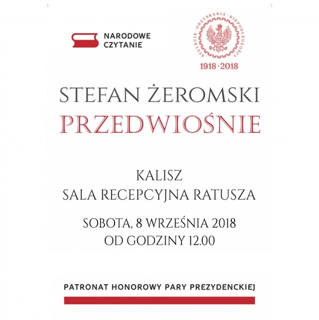 Narodowe Czytanie "Przedwiośnia" w Kaliszu i w Blizanowie