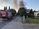 Pożar przy ulicy Borkowskiej w Grzybowie. Płonęła przyczepa kempingowa [ZDJĘCIA]
