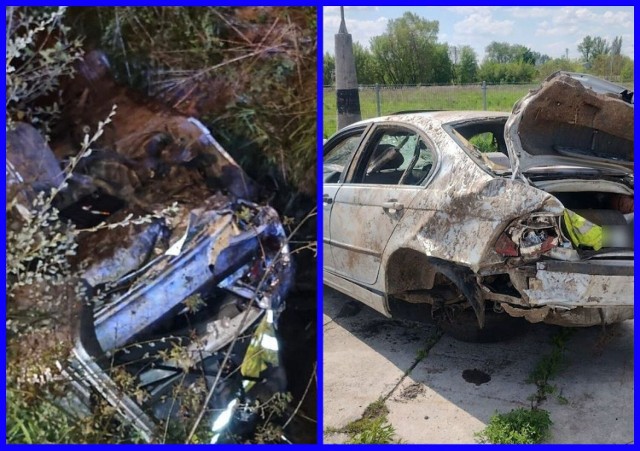 Policyjny pościg i wypadek BMW w Opolu-Czarnowąsach.