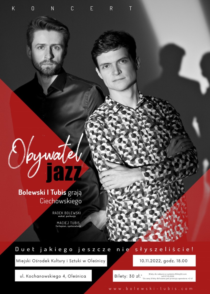 "Obywatel jazz" - Bolewski i Tubis zagrają Ciechowskiego w Oleśnicy