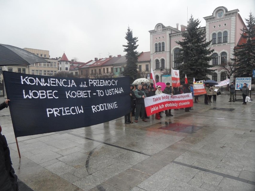 Pikieta Żywiec. Protestowali przeciw konwencji w sprawie przemocy [ZDJĘCIA]