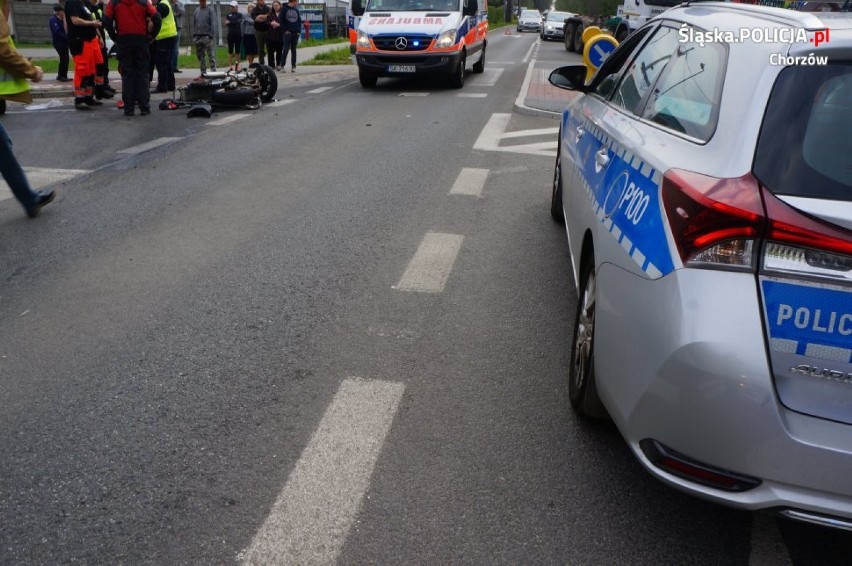 Chorzów: Groźny wypadek motocyklista na ul. Siemianowickiej