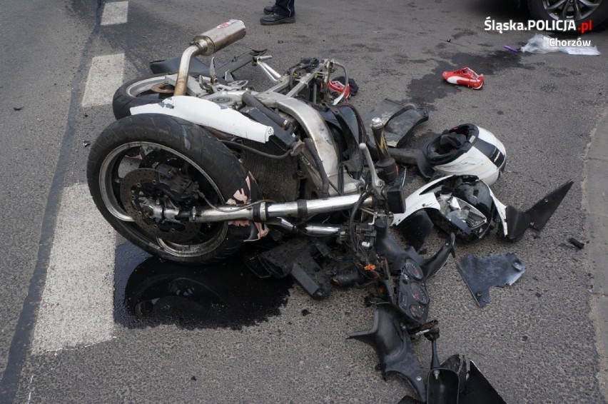 Chorzów: Groźny wypadek motocyklista na ul. Siemianowickiej