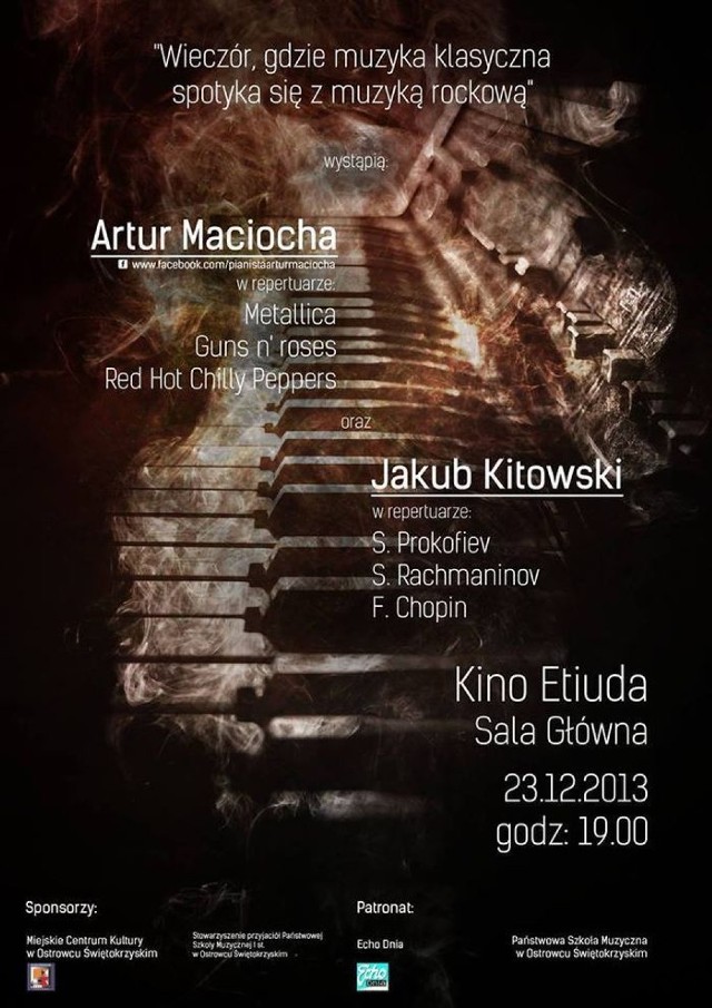 Plakat zapowiadający koncert Artura Maciochy i Jakuba Kitowskiego.