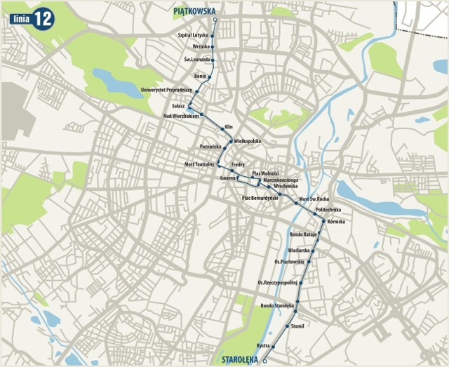 Dwunastka

Tramwaje linii numer 12 jeżdżą ze Starołęki do pętli na Piątkowskiej. Omijają w ten sposób trasę PST, która do 3 września jest zamknięta.