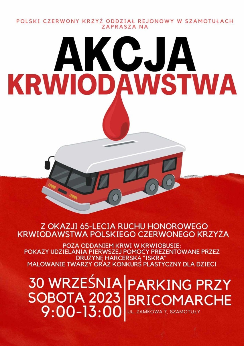 Oddaj krew w Szamotułach! Już w sobotę Akcja Krwiodawstwa z okazji 65-lecia Ruchu Honorowego Krwiodawstwa PCK