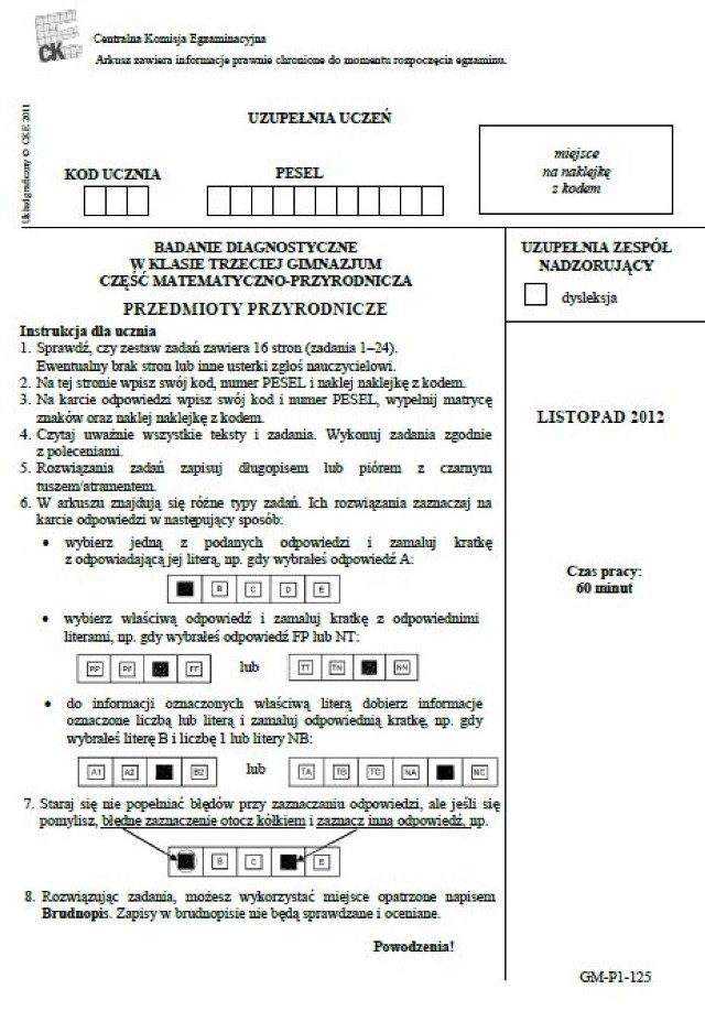 CKE EGZAMIN GIMNAZJALNY 2014