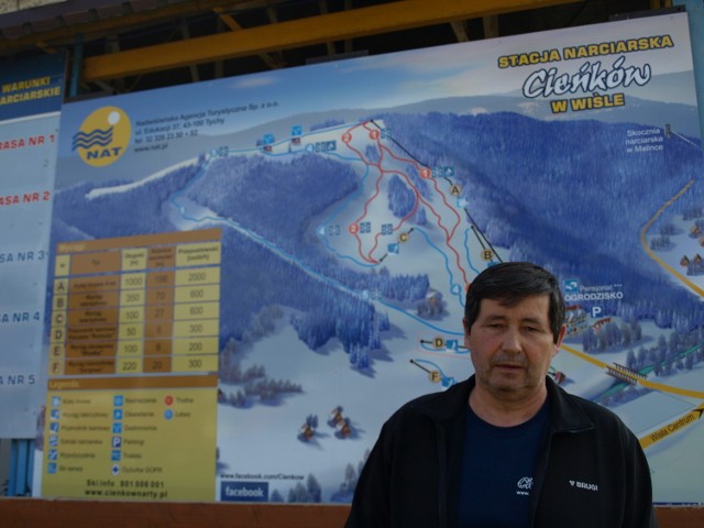 Krzysztof Brożyna od lat jest dyrektorem wiślańskiej Stacji Narciarskiej "Cieńków". Miniona zima w Beskidach była wyjątkowo trudna.