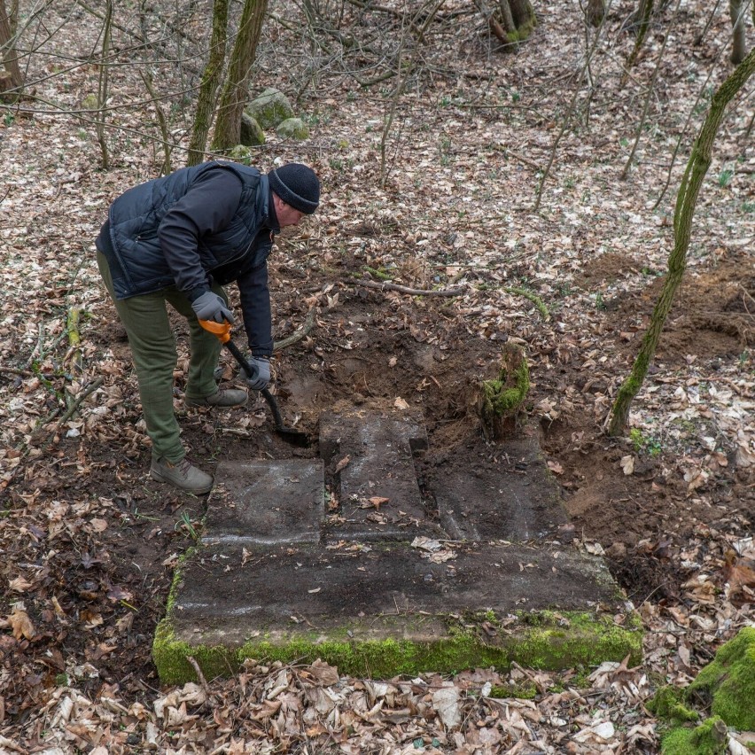 Porządkowali stary cmentarz w Buku. Odkryli nagrobki dawnych mieszkańców wsi [ZDJĘCIA, FILM]