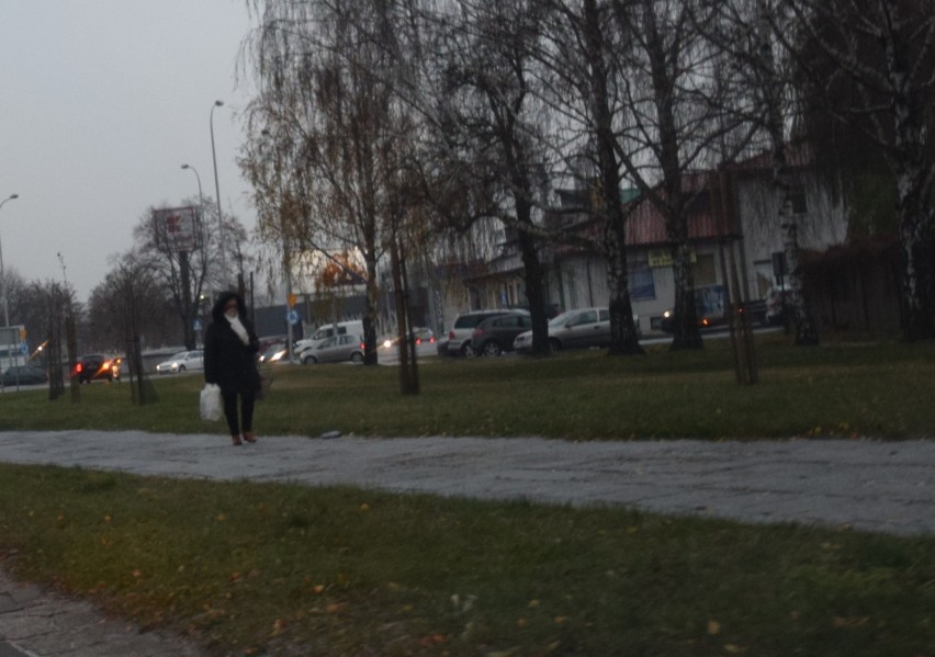 Pierwszy śnieg i ślizgawica na drogach w Zduńskiej Woli ZDJĘCIA