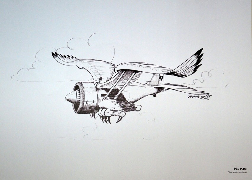 Rewelacyjna wystawa karykatur lotniczych Andrzeja M. Olejniczaka w Stalowej Woli [ZDJĘCIA]