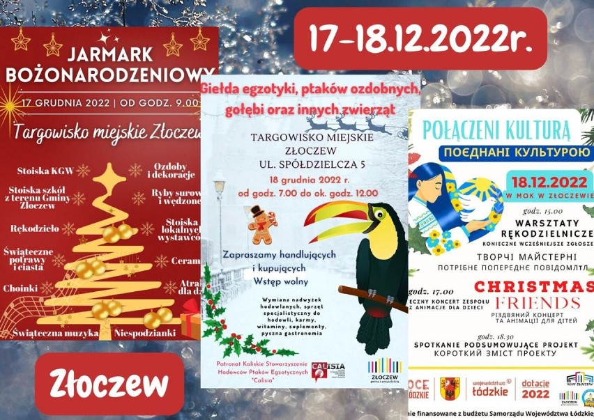 Przedświąteczny weekend w Złoczewie zapowiada się fantastycznie. Będą trzy imprezy z Jarmarkiem Bożonarodzeniowym na czele PLAKATY