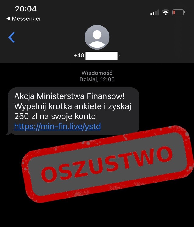 Tak wygląda SMS od oszusta