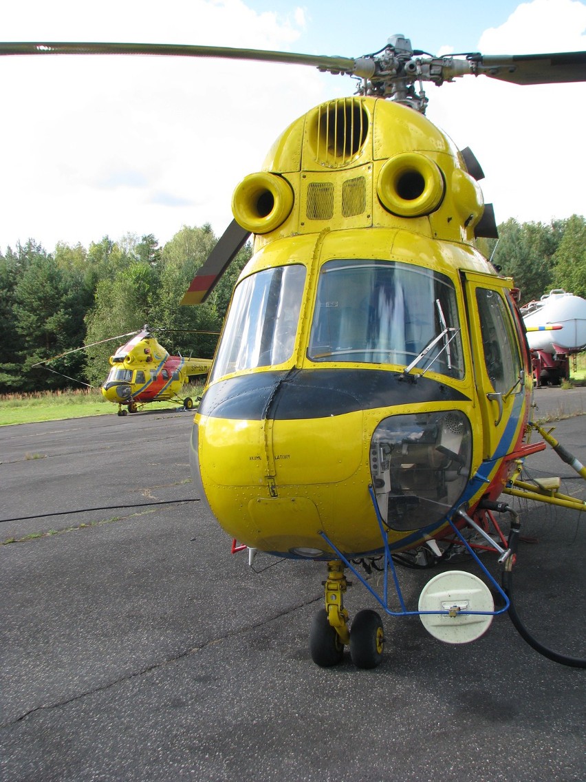 W Brynku stacjonują helikoptery wykorzystywane do gaszenia pożarów lasów