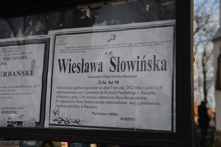 Pogrzeb Wiesławy Słowińskiej, wójt Raciążka, 7 stycznia 2022...