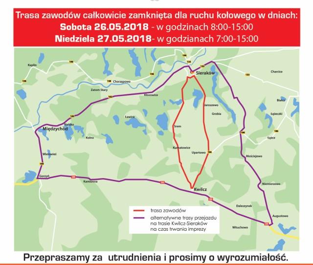 JBL Triathlon Sieraków 2018: utrudnienia w ruchu