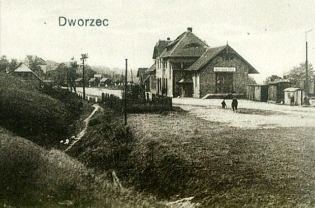 Kolej w Jastrzębiu-Zdroju na starej pocztówce