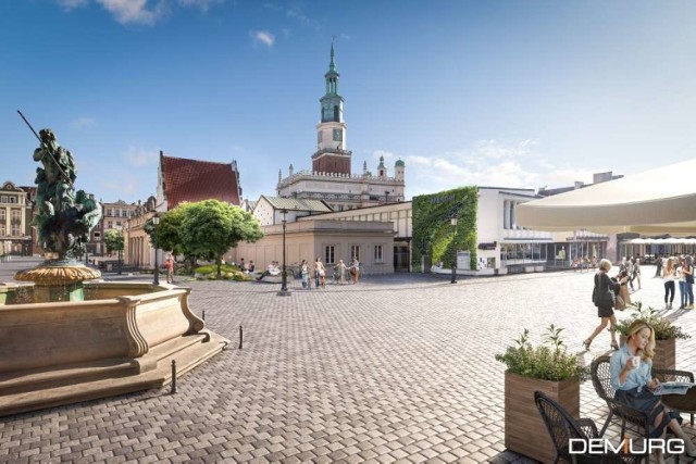 Tak ma wyglądać Stary Rynek w Poznaniu po przebudowie. Prace rewaloryzacyjne mają zakończyć się wiosną 2023 roku. Przejdź dalej i zobacz kolejne wizualizacje --->