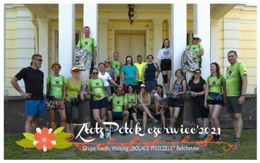 Bolące Piszczele Bełchatów grupa Nordic Walking podczas...