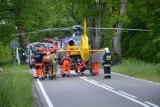 Rybki (gm. Nowa Wieś L.). Bardzo ciężki wypadek samochodowy. Do szpitala mężczyznę zabrał śmigłowiec LPR