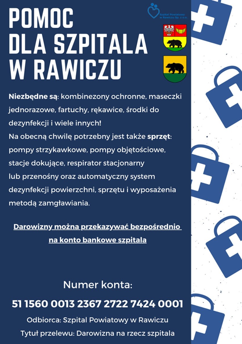 Rawicz. W dobie koronawirusa mieszkańcy i firmy wspierają Szpital Powiatowy w Rawiczu! Potrzebne środki ochrony oraz sprzęt medyczny