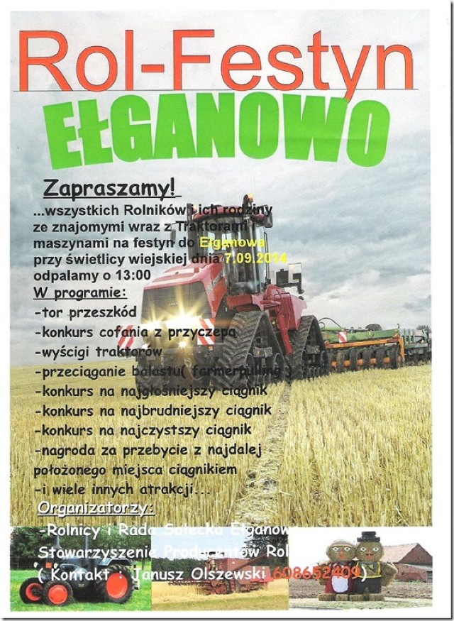 W Ełganowie będzie można zobaczyć m.in. wyścigi traktorów