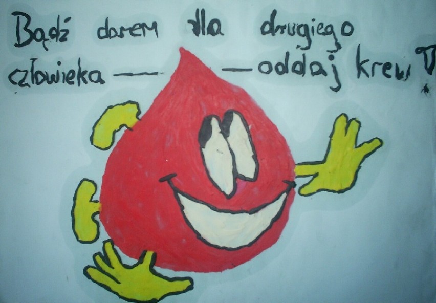 Światowy Dzień Krwiodawcy - 14.06.2021. O krwi i krwiodawstwie plastycznie, uczniowie zbąszyńskich szkół