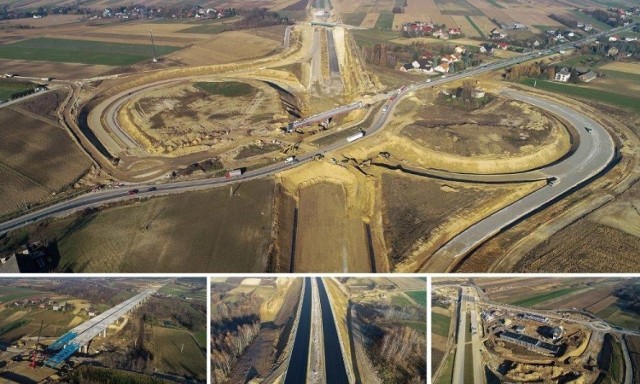 Postępuje budowa trasy S7 na odcinku Szczepanowice-Widoma, 
Z góry najlepiej widać rozmach tej kluczowej inwestycji