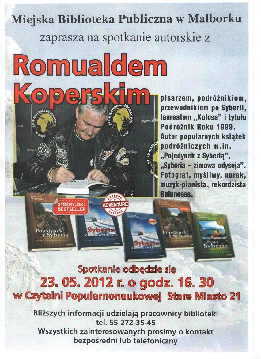 Dzień Bibliotekarza w Malborku: Spotkanie z podróżnikiem Romualdem Koperskim