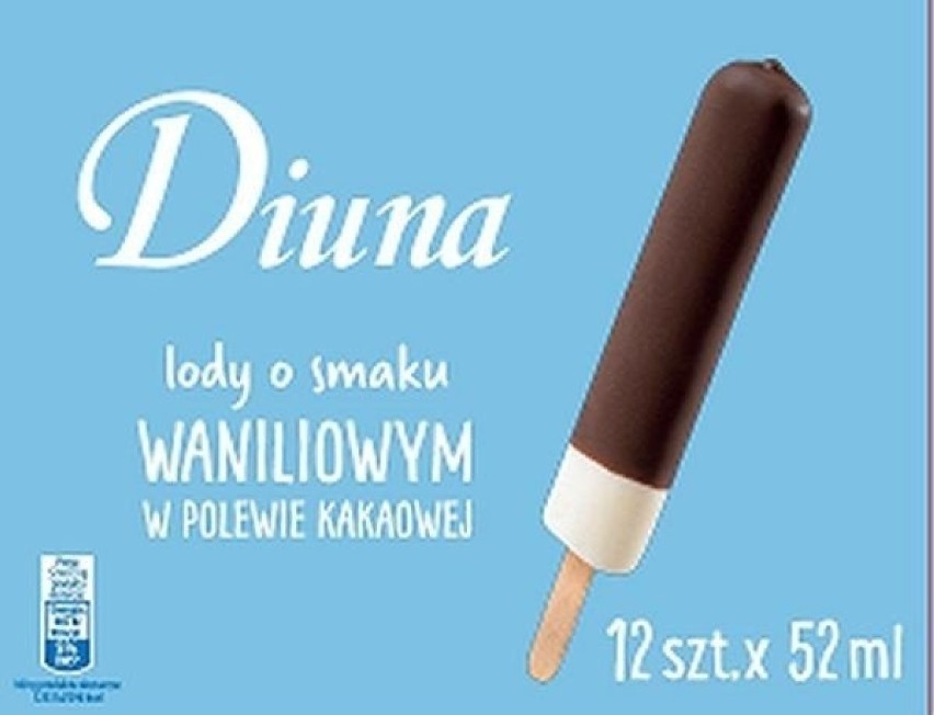 Nazwa: Diuna lody o smaku waniliowym w polewie kakaowej...