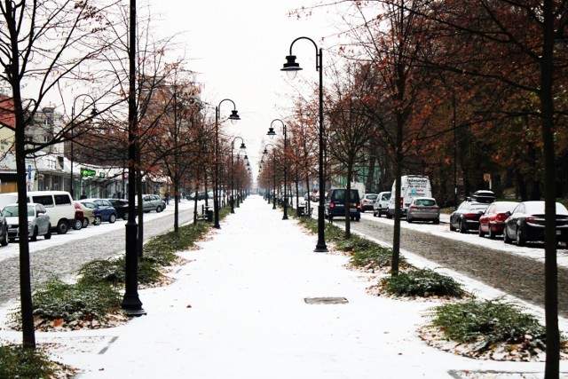 W Głogowie spadł śnieg. W poniedziałek zrobiło się biało.
