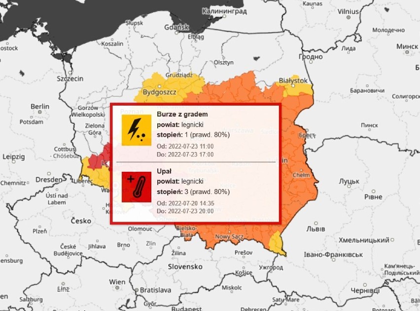 Burze z gradem na zachodzie Dolnego Śląska 23.07.2023