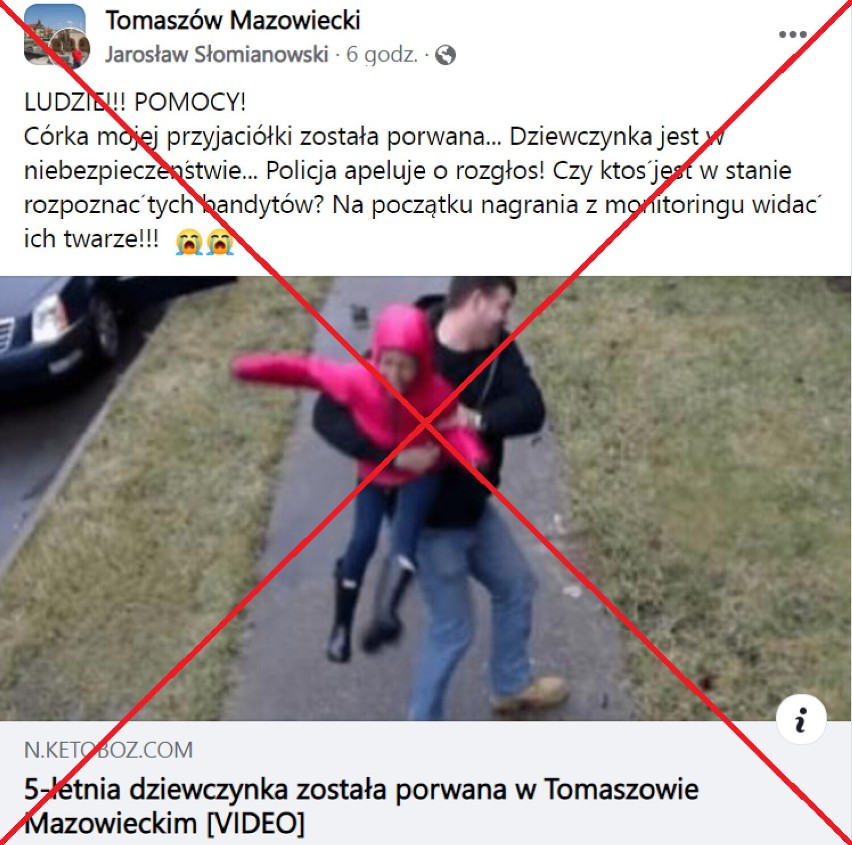  Tak polują na nas oszuści! Uwaga na fałszywe informacje o zaginięciach i porwaniach dzieci w Tomaszowie i Opocznie.