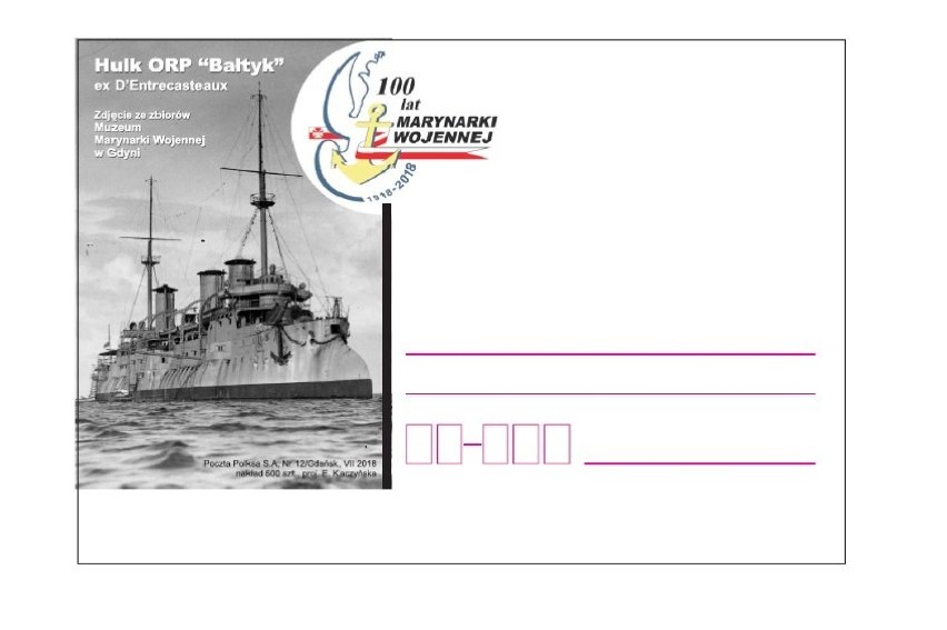 Poczta Polska wydała okolicznościowe kartki z okazji 100 lecia Marynarki Wojennej. Można je nabyć w jednym z gdyńskich urzędów pocztowych