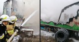 Pożar na terenie bazy firmy transportowej. 4. zastępy OSP gasiło naczepę ciężarówki