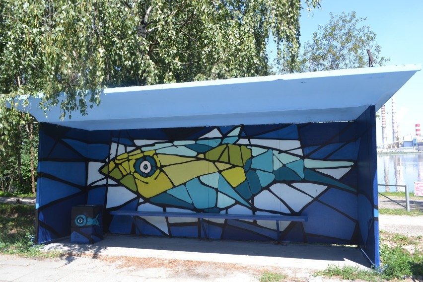 Graffiti z rybą nad Zalewem Rybnickim