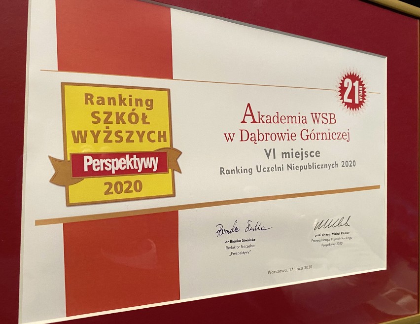 Dąbrowska Akademia WSB 6 uczelnią w Polsce w rankingu Perspektyw 