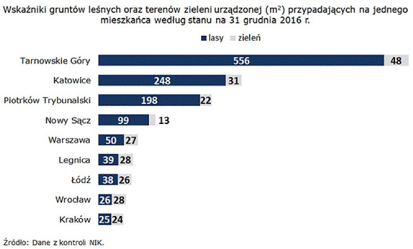 NIK chwali Kraków za zarządzenie zielenią. Ale tej jest wciąż mało w przeliczeniu na mieszkańcami