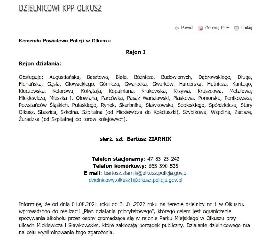 Powiat olkuski. Koniecznie poznaj swojego dzielnicowego [REWIRY, TELEFONY]